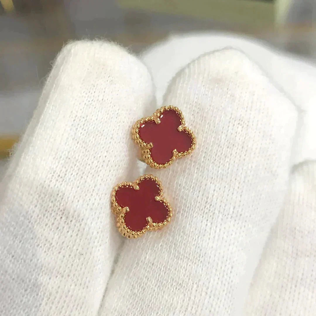 [Ornora Jewelry]CLOVER MINI 9.5MM CARNELIAN EARRINGS
