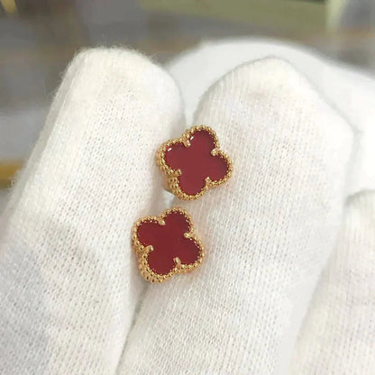 [Ornora Jewelry]CLOVER MINI 9.5MM CARNELIAN EARRINGS