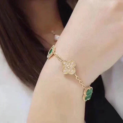 [Ornora Jewelry] CLOVER 5 MOTIF MALACHITE BRACELET COLLECTION