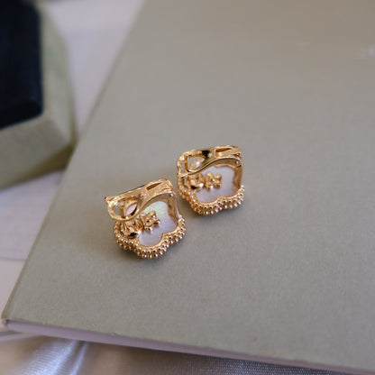[Ornora Jewelry]LUCKY PINK GOLD WHITE MOP EARRINGS