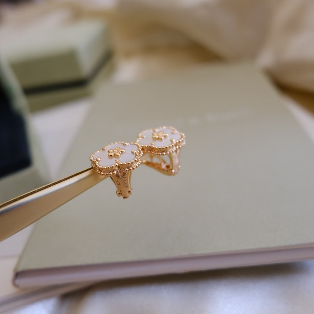 [Ornora Jewelry]LUCKY PINK GOLD WHITE MOP EARRINGS