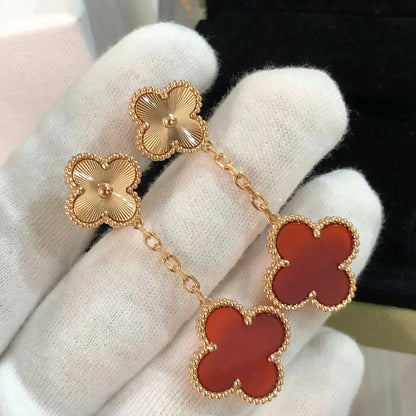 [Ornora Jewelry]CLOVER 2 MOTIF  LASER CARNELIAN EARRINGS