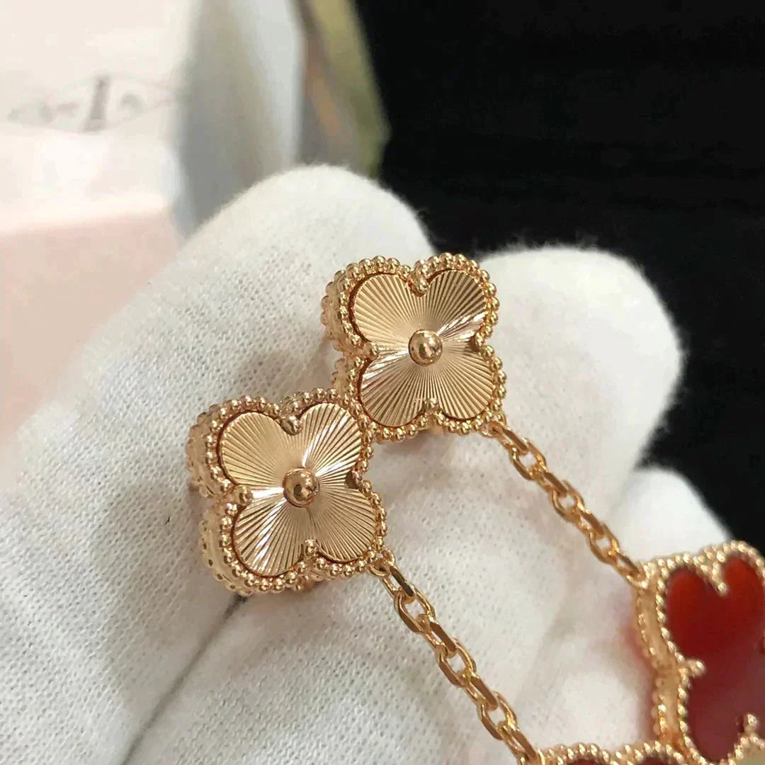[Ornora Jewelry]CLOVER 2 MOTIF  LASER CARNELIAN EARRINGS