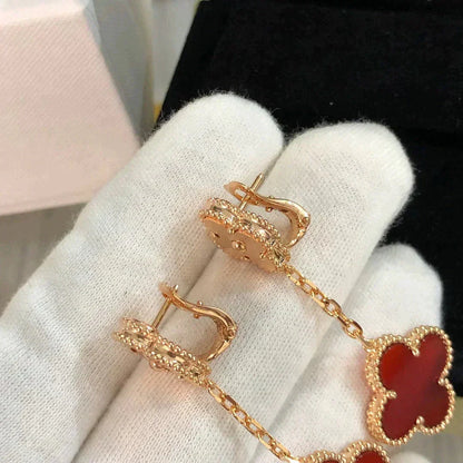 [Ornora Jewelry]CLOVER 2 MOTIF  LASER CARNELIAN EARRINGS