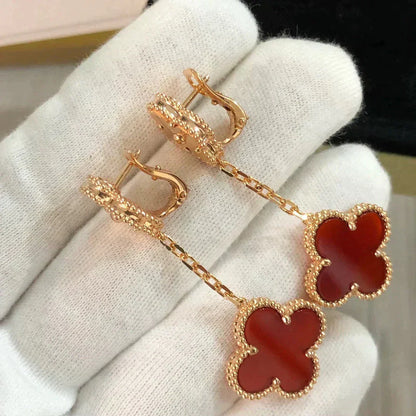 [Ornora Jewelry]CLOVER 2 MOTIF  LASER CARNELIAN EARRINGS