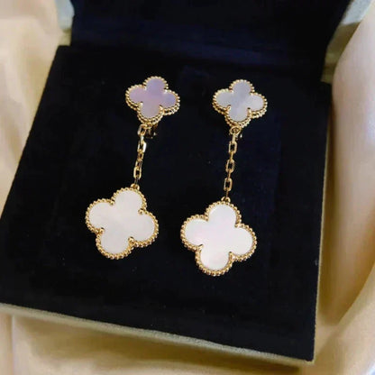 [Ornora Jewelry]CLOVER 2 MOTIF WHITE MOP EARRINGS