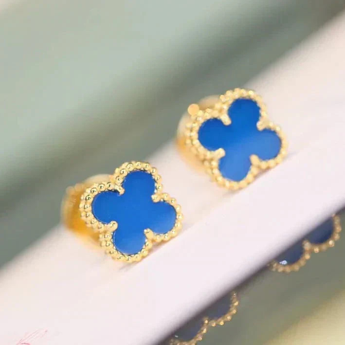 [Ornora Jewelry]CLOVER MINI 9.5MM TURQUOISE EARRINGS