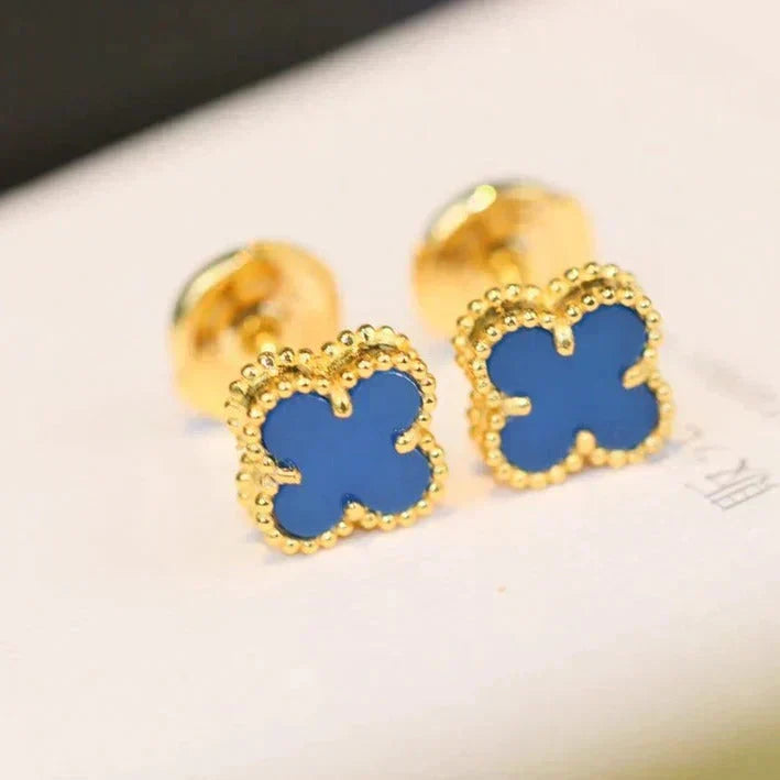 [Ornora Jewelry]CLOVER MINI 9.5MM TURQUOISE EARRINGS