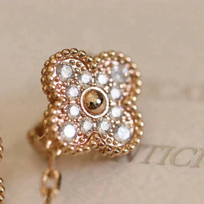 [Ornora Jewelry]CLOVER MEDIUM 1 MOTIFS FUll DIAMOND EARRINGS