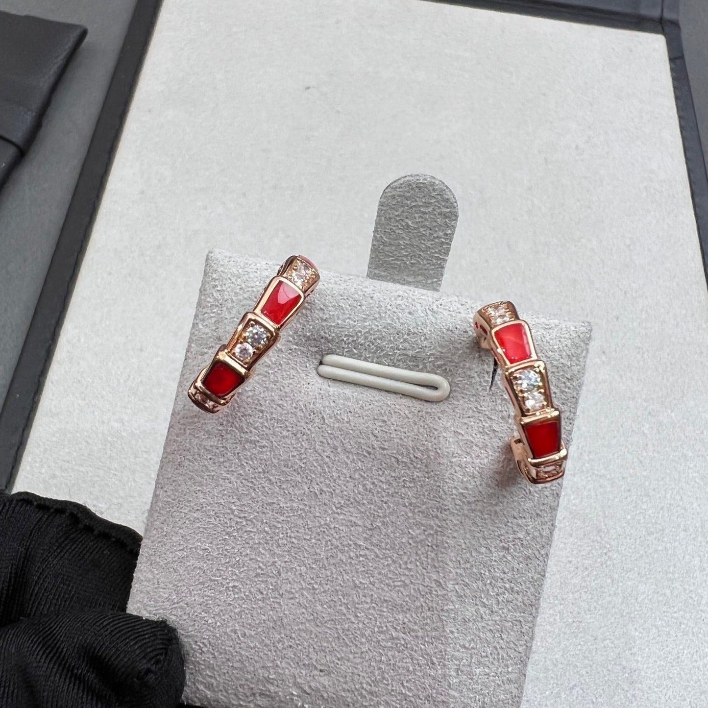 [Ornora Jewelry]SERPENTI CARNELIAN PINK GOLD EARRINGS