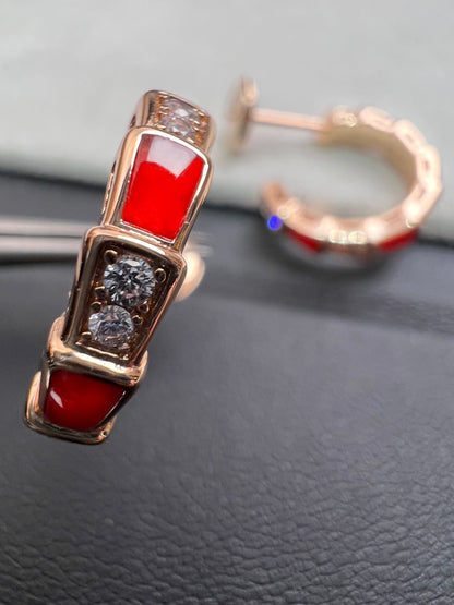 [Ornora Jewelry]SERPENTI CARNELIAN PINK GOLD EARRINGS
