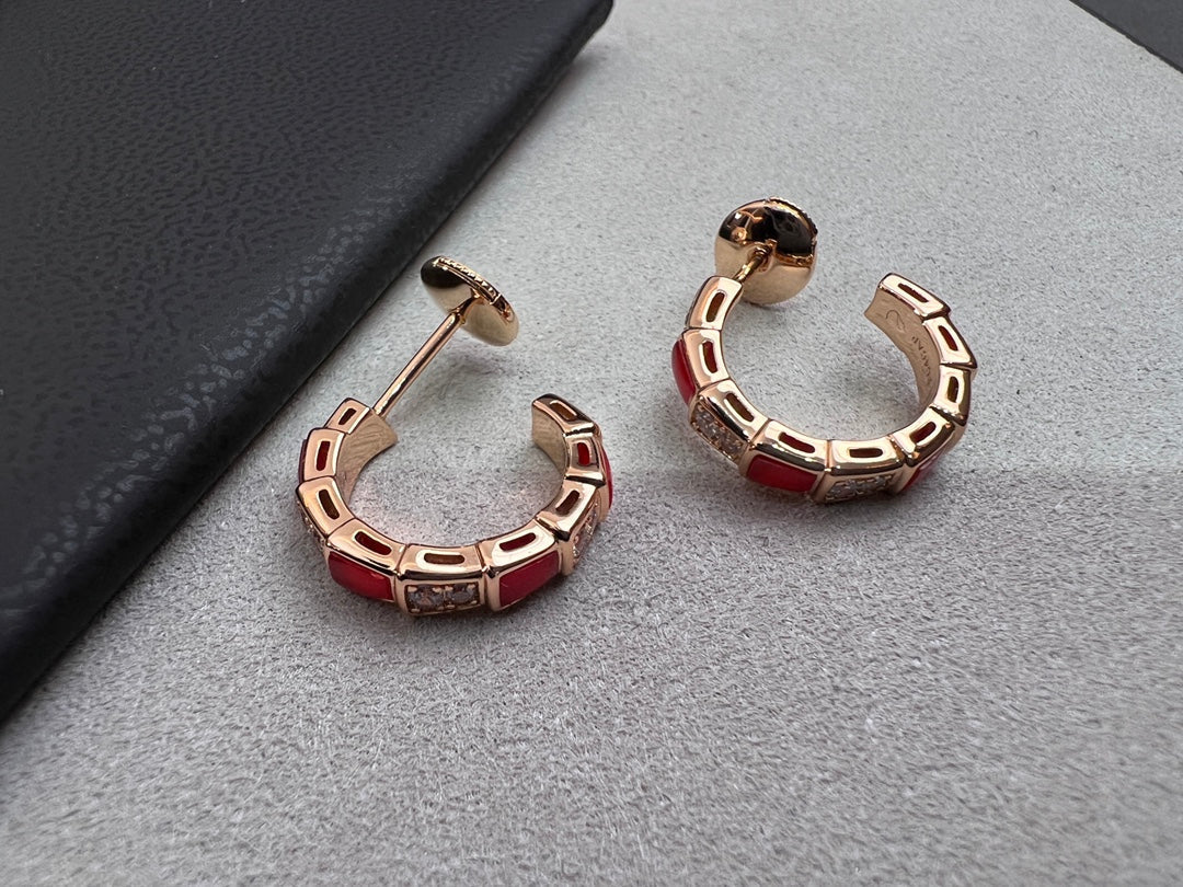 [Ornora Jewelry]SERPENTI CARNELIAN PINK GOLD EARRINGS