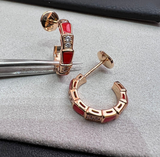 [Ornora Jewelry]SERPENTI CARNELIAN PINK GOLD EARRINGS