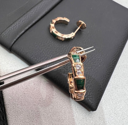 [Ornora Jewelry]SERPENTI MALACHITE PINK GOLD EARRINGS