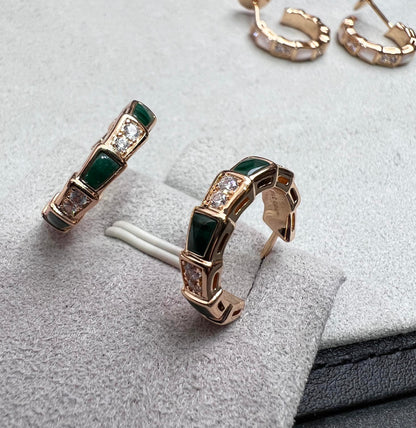 [Ornora Jewelry]SERPENTI MALACHITE PINK GOLD EARRINGS