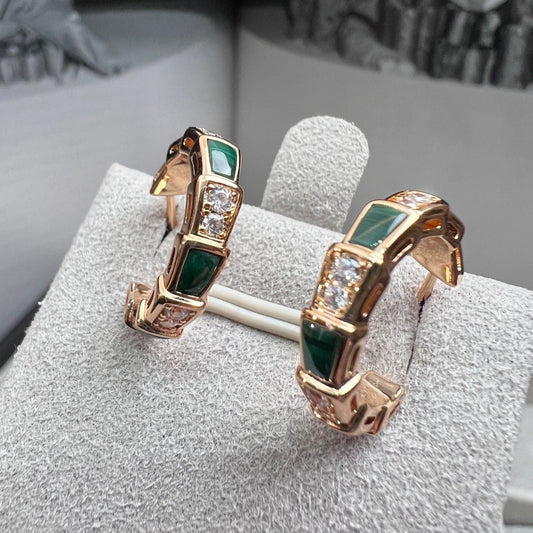 [Ornora Jewelry]SERPENTI MALACHITE PINK GOLD EARRINGS