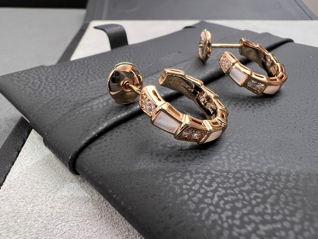 [Ornora Jewelry]SERPENTI MOP PINK GOLD EARRINGS