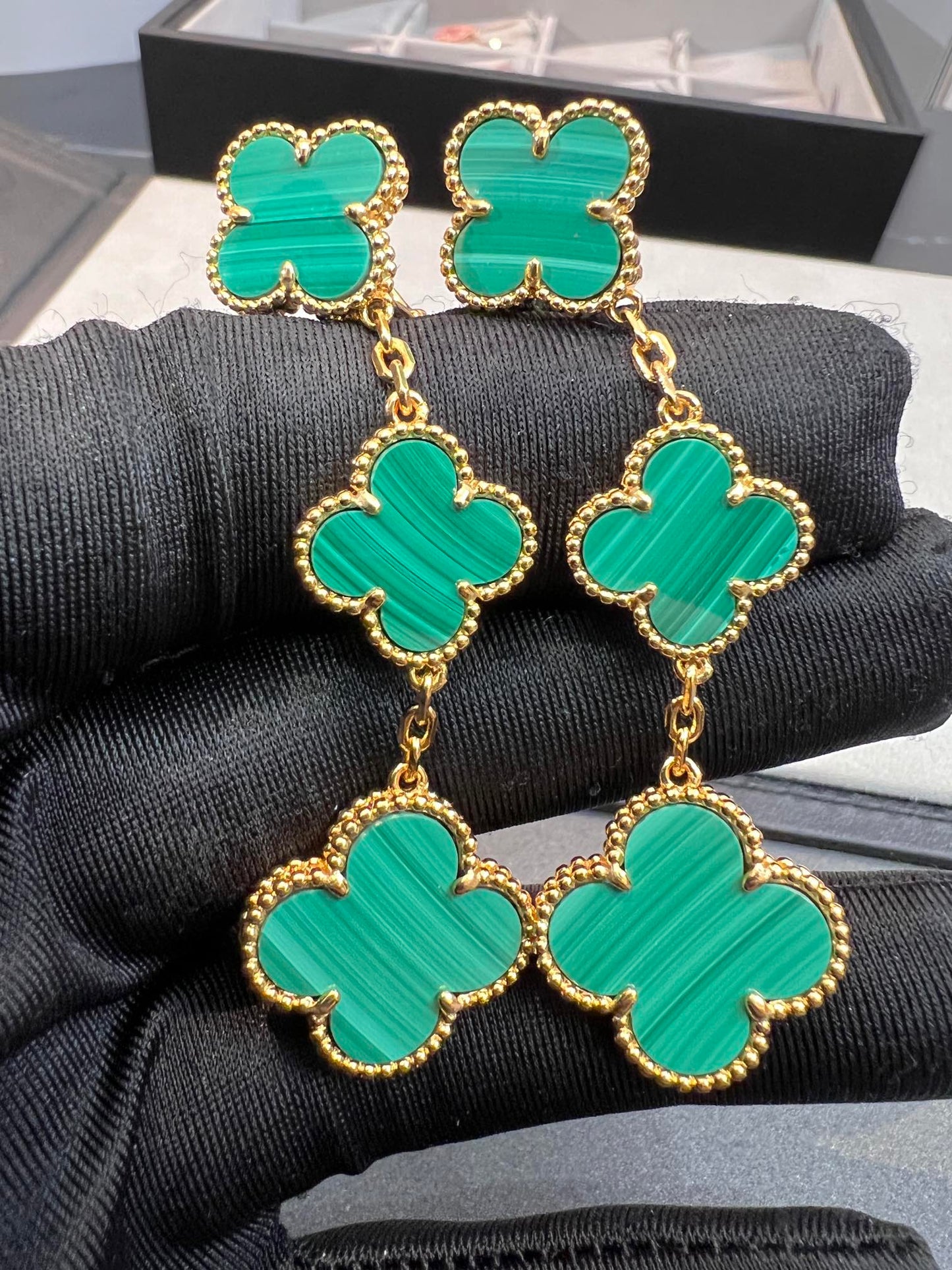 [Ornora Jewelry]CLOVER MALACHITE 3 MOTIFS GOLD