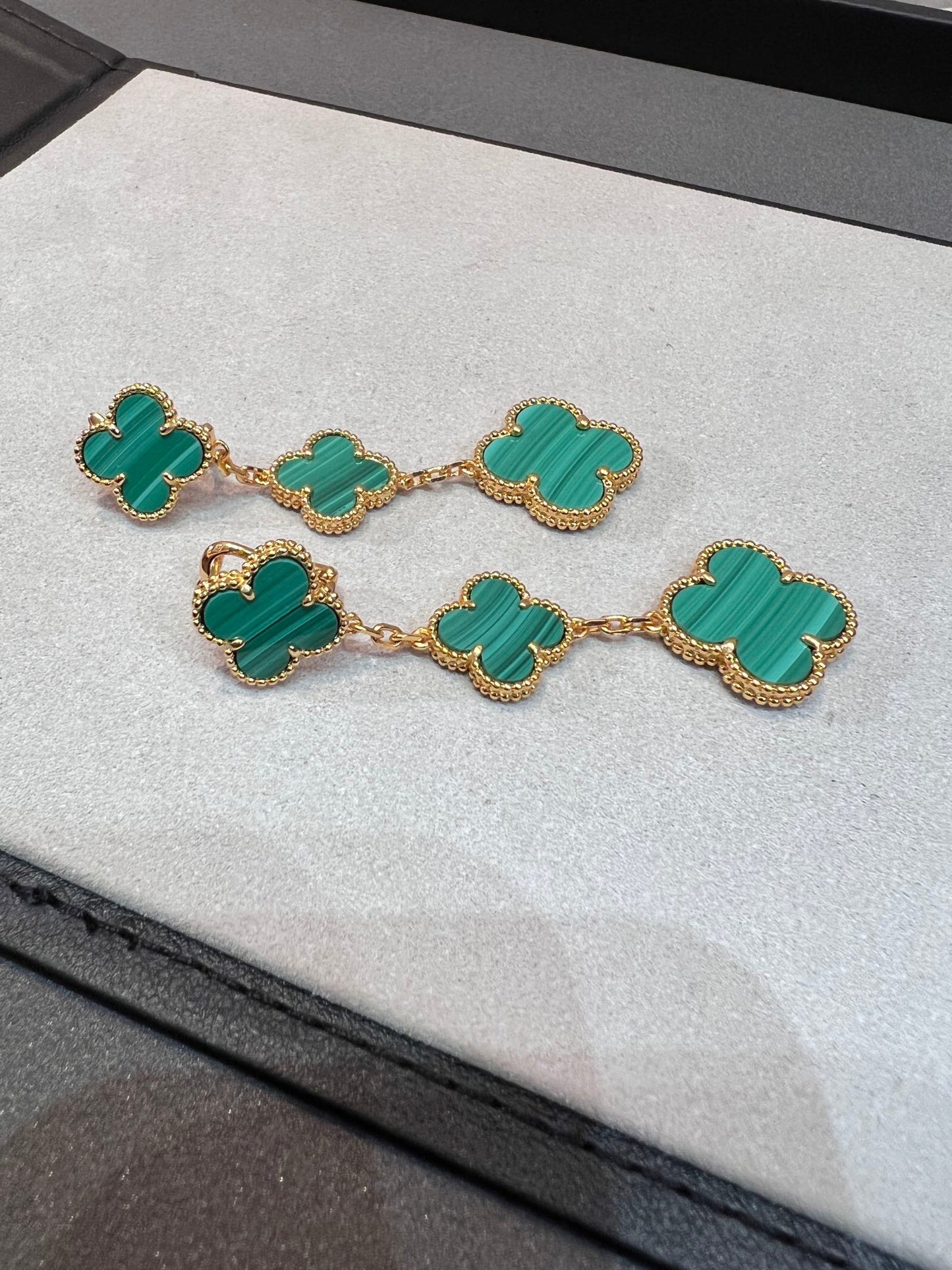 [Ornora Jewelry]CLOVER MALACHITE 3 MOTIFS GOLD