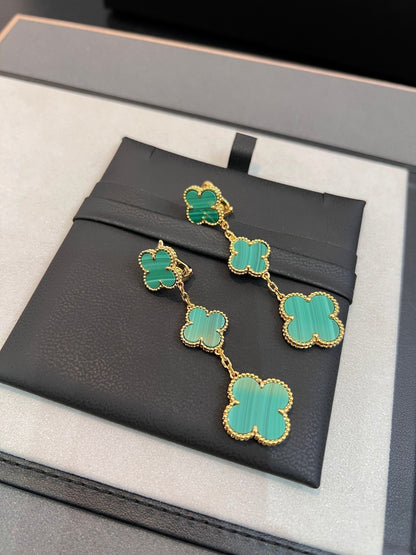 [Ornora Jewelry]CLOVER MALACHITE 3 MOTIFS GOLD