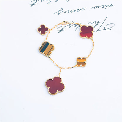 [Ornora Jewelry]CLOVER BRACELET 5 MOTIFS CARNELIAN TIGER EYE