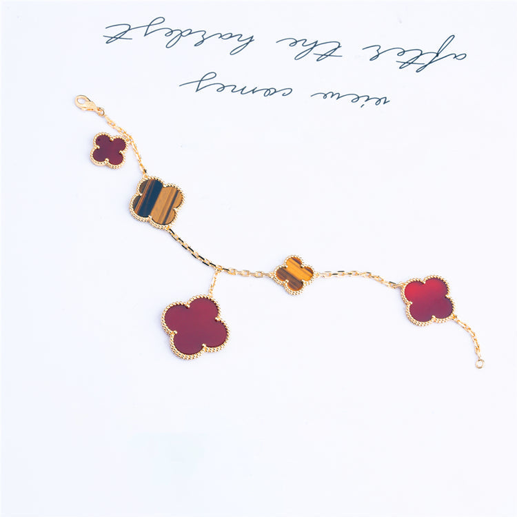 [Ornora Jewelry]CLOVER BRACELET 5 MOTIFS CARNELIAN TIGER EYE