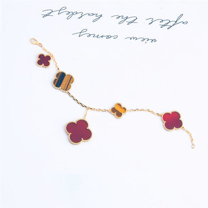 [Ornora Jewelry]CLOVER BRACELET 5 MOTIFS CARNELIAN TIGER EYE