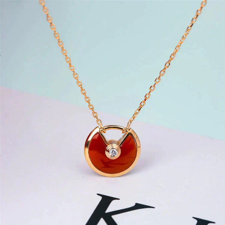 [Ornora Jewelry]AMULETTE GOLD CARNELIAN ONYX NECKLACE
