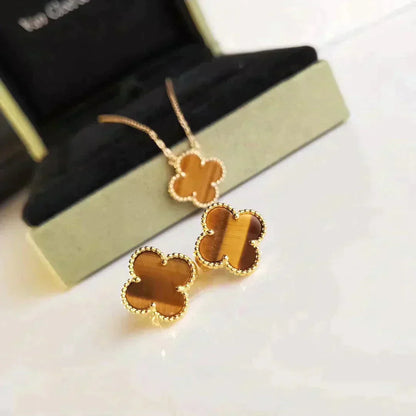 [Ornora Jewelry]CLOVER MEDIUM 1 MOTIFS TIGER EYE EARRINGS