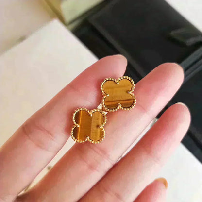 [Ornora Jewelry]CLOVER MEDIUM 1 MOTIFS TIGER EYE EARRINGS