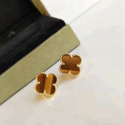 [Ornora Jewelry]CLOVER MEDIUM 1 MOTIFS TIGER EYE EARRINGS
