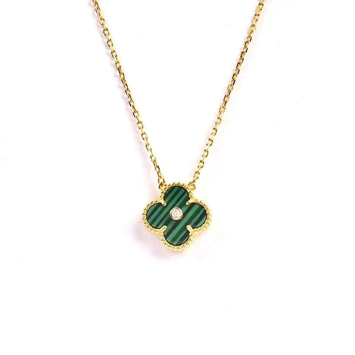 [Ornora Jewelry]CLOVER 15MM DIAMOND TURQUOISE NECKLACE