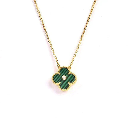 [Ornora Jewelry]CLOVER 15MM DIAMOND TURQUOISE NECKLACE