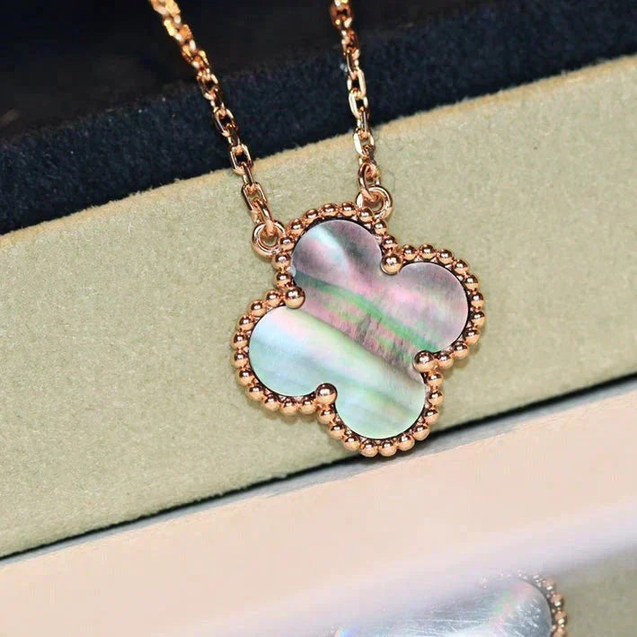 [Ornora Jewelry]CLOVER 15MM  GRAY MOTHER OF PEARL NECKLACE