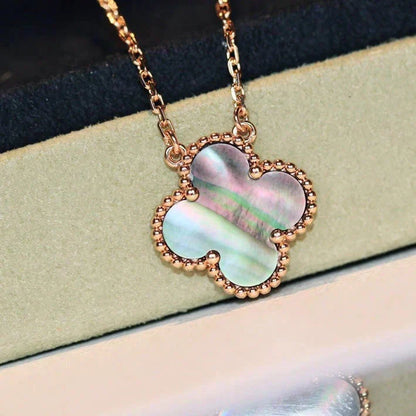[Ornora Jewelry]CLOVER 15MM  GRAY MOTHER OF PEARL NECKLACE
