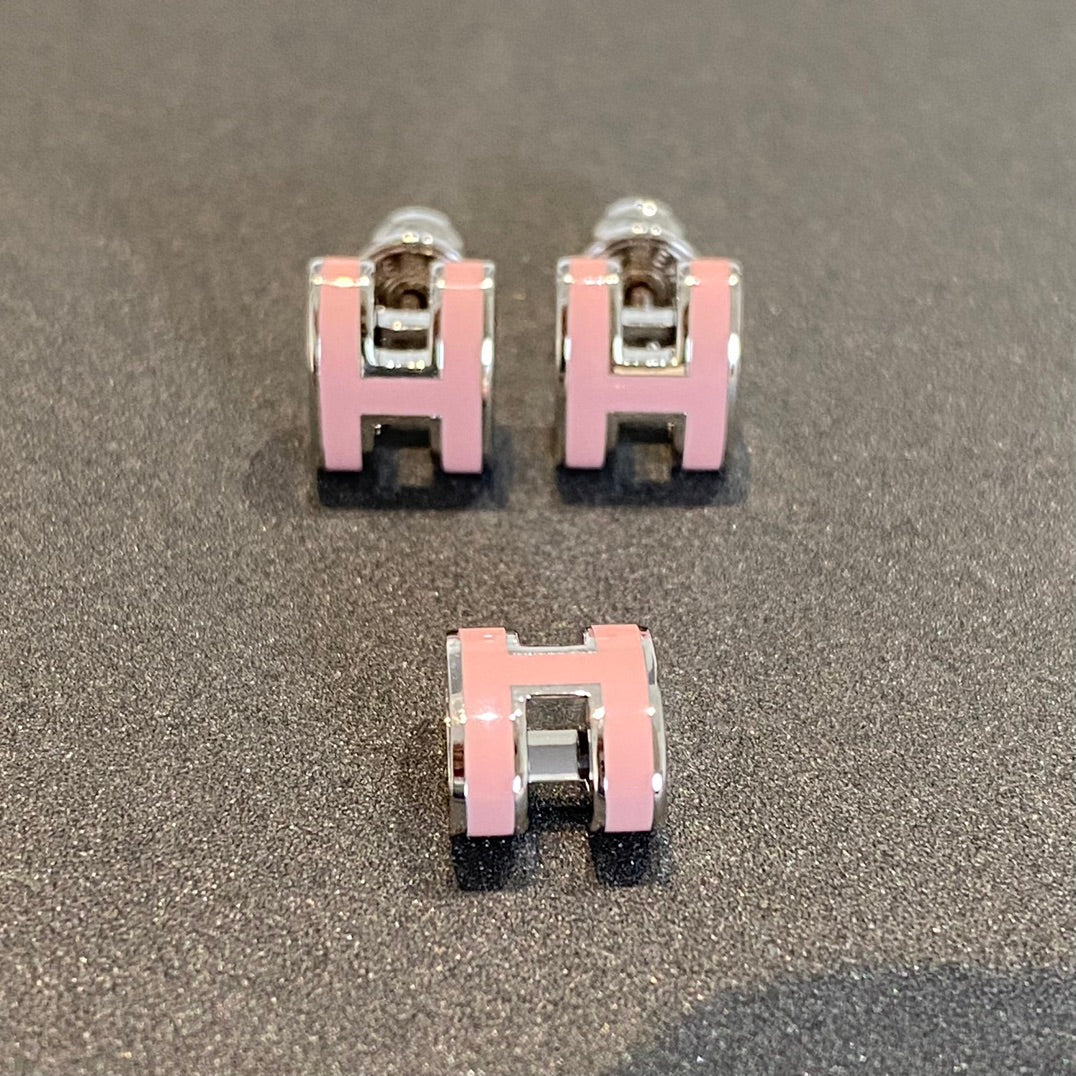 [Ornora Jewelry]MINI POP H SILVER EARRINGS PINK