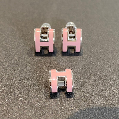 [Ornora Jewelry]MINI POP H SILVER EARRINGS PINK