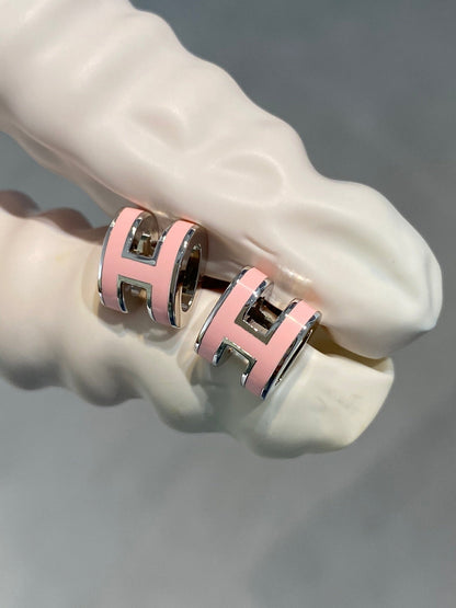 [Ornora Jewelry]MINI POP H SILVER EARRINGS PINK