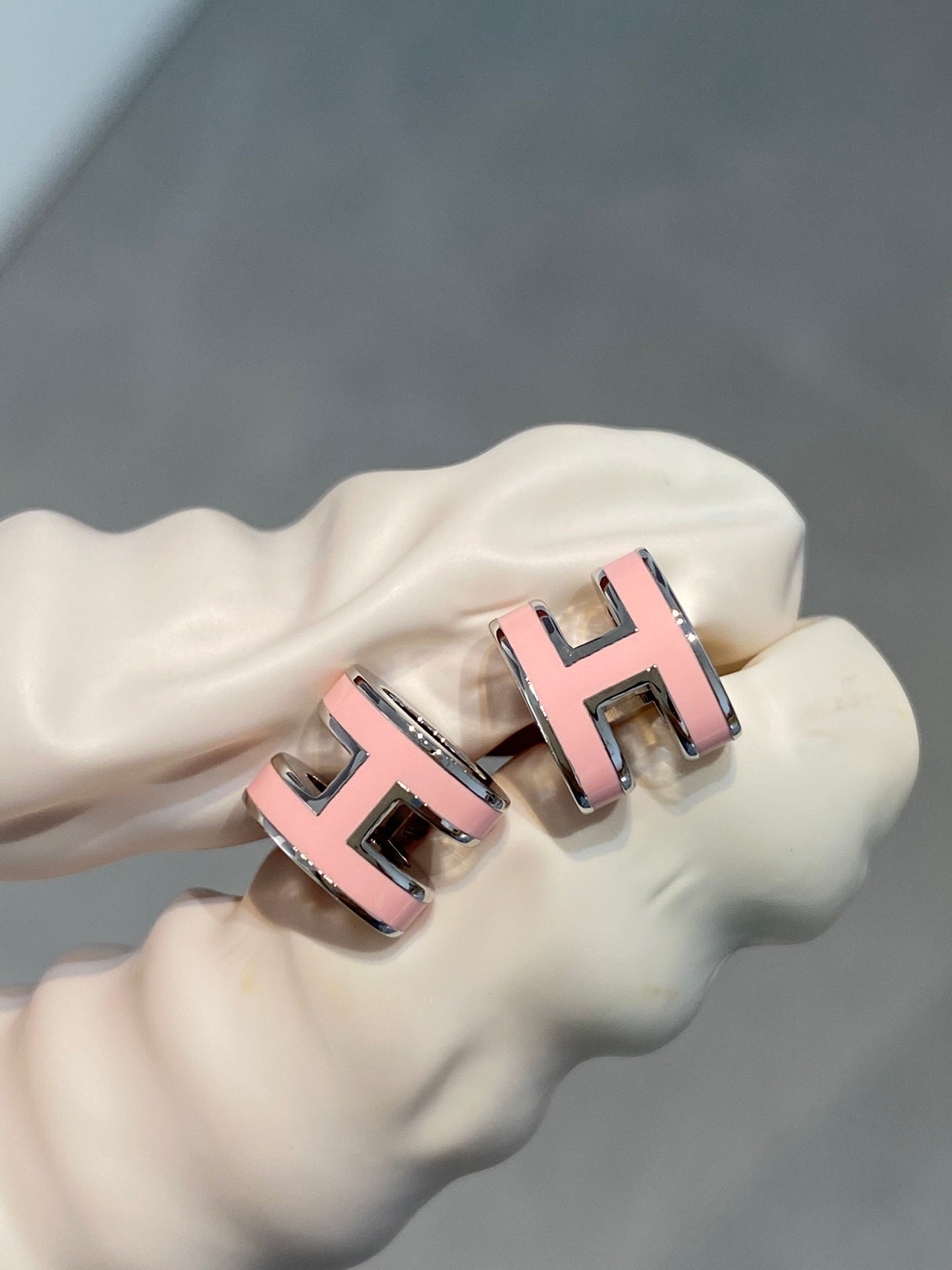 [Ornora Jewelry]MINI POP H SILVER EARRINGS PINK
