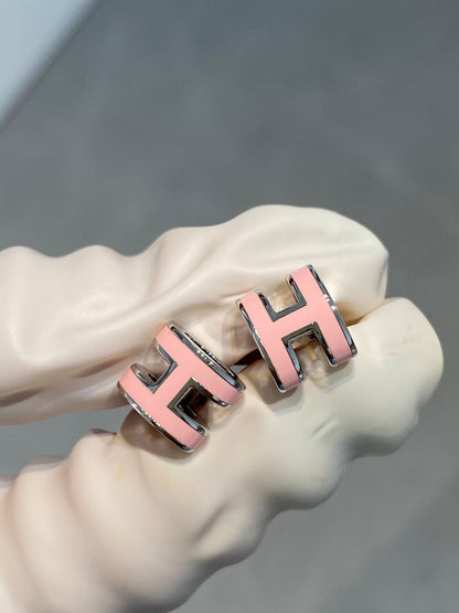 [Ornora Jewelry]MINI POP H SILVER EARRINGS PINK