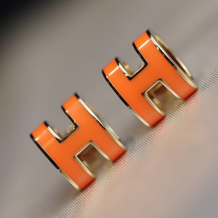 [Ornora Jewelry]MINI POP H EARRINGS ORANGE