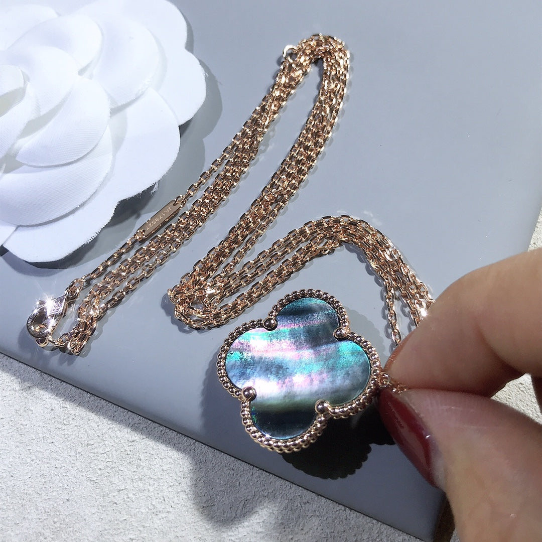 [Ornora Jewelry]CLOVER 25MM GOLD DARK MOP BIG CLOVER NECKLACE