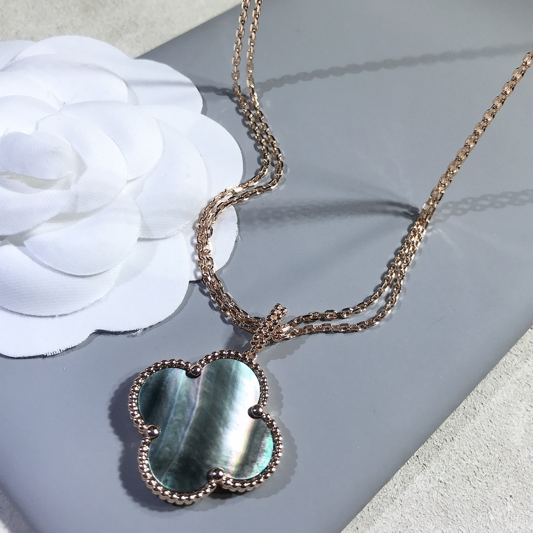 [Ornora Jewelry]CLOVER 25MM GOLD DARK MOP BIG CLOVER NECKLACE