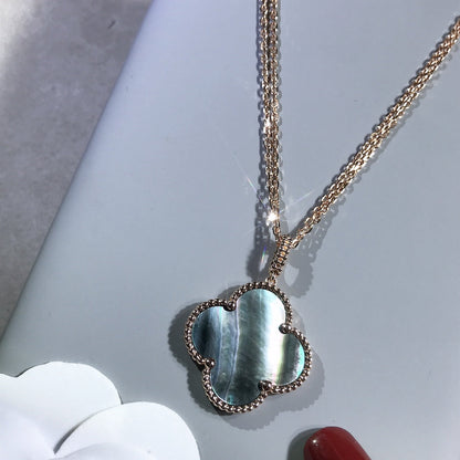[Ornora Jewelry]CLOVER 25MM GOLD DARK MOP BIG CLOVER NECKLACE