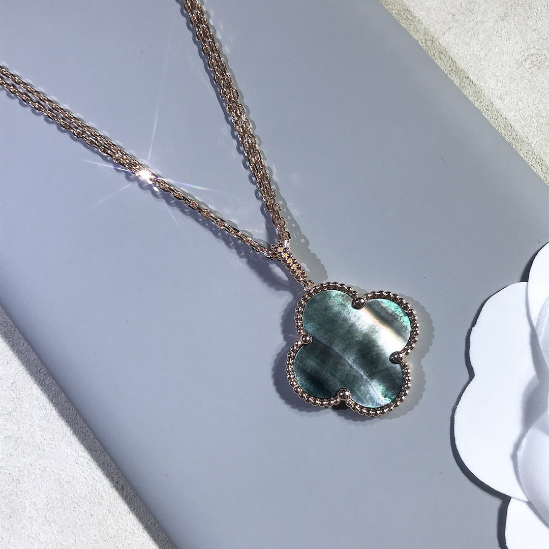 [Ornora Jewelry]CLOVER 25MM GOLD DARK MOP BIG CLOVER NECKLACE