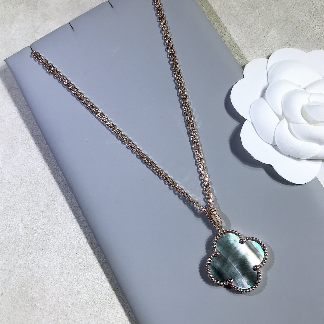 [Ornora Jewelry]CLOVER 25MM GOLD DARK MOP BIG CLOVER NECKLACE
