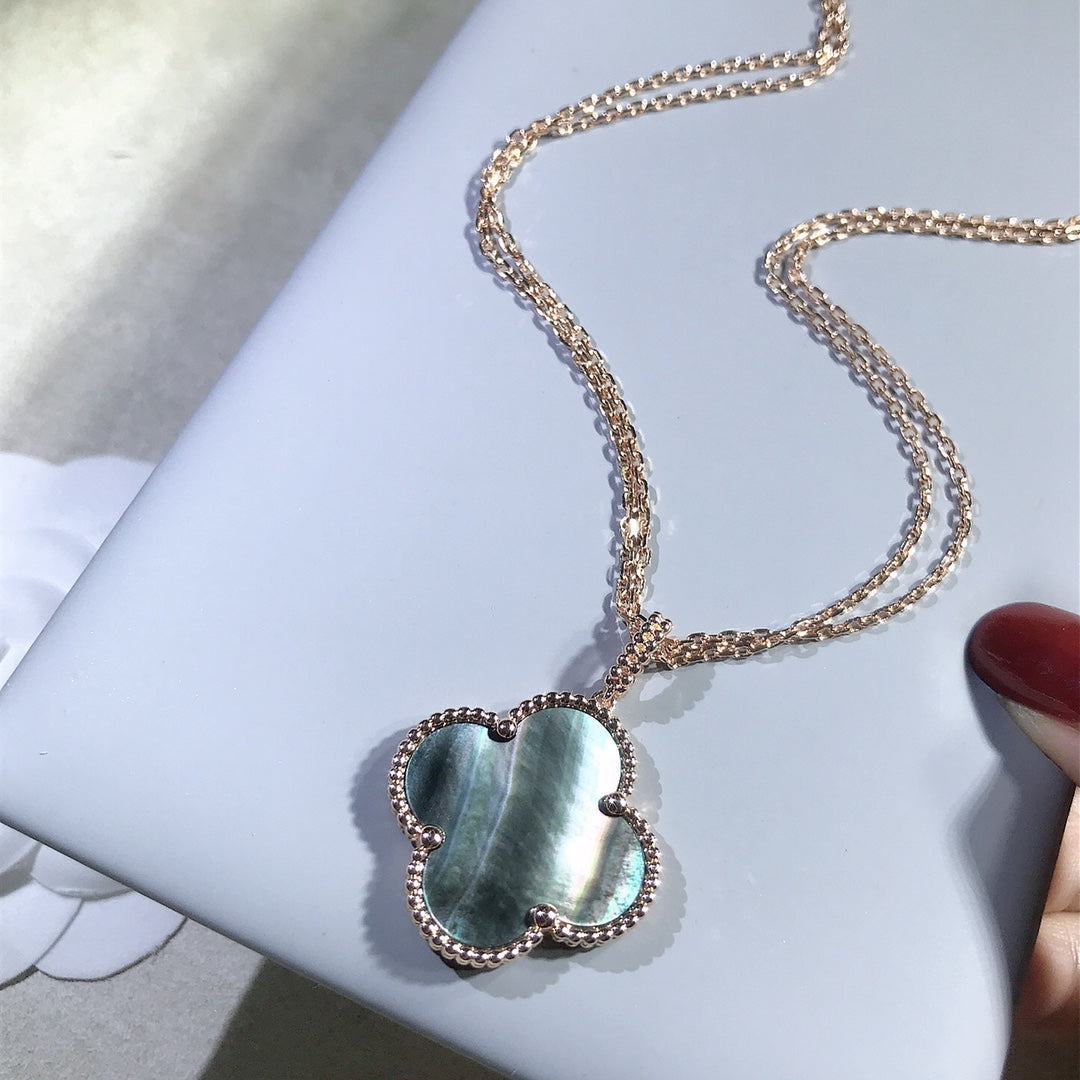 [Ornora Jewelry]CLOVER 25MM GOLD DARK MOP BIG CLOVER NECKLACE