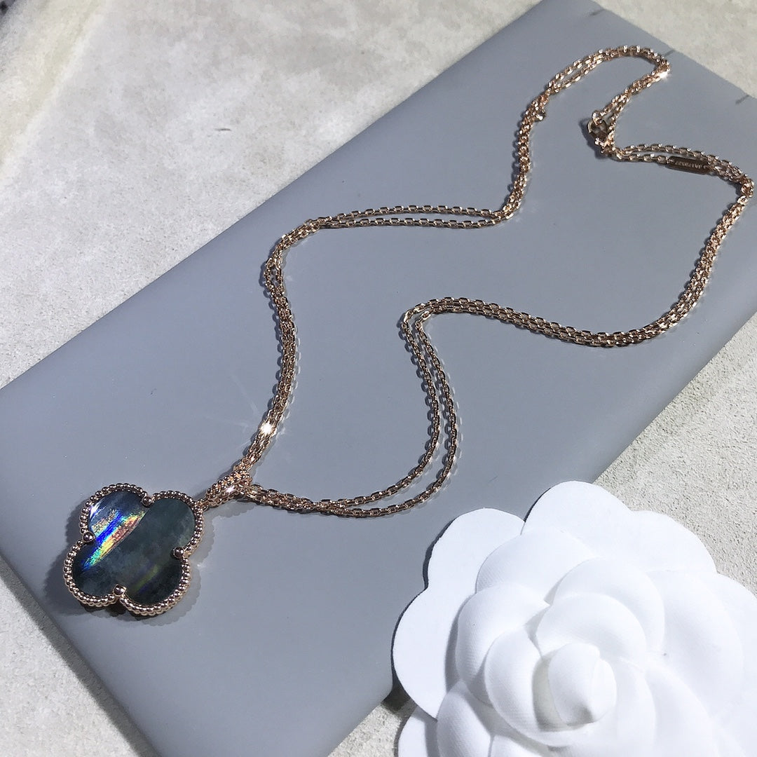 [Ornora Jewelry]CLOVER 25MM GOLD DARK MOP BIG CLOVER NECKLACE