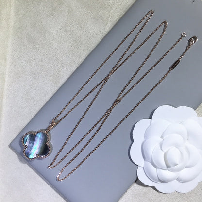 [Ornora Jewelry]CLOVER 25MM GOLD DARK MOP BIG CLOVER NECKLACE