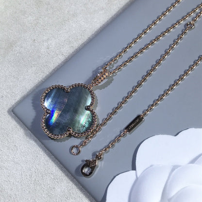 [Ornora Jewelry]CLOVER 25MM GOLD DARK MOP BIG CLOVER NECKLACE